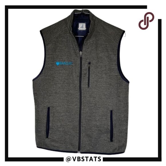 Johnnie O Men's Full Zip Mock Neck Vest Gray Size Large